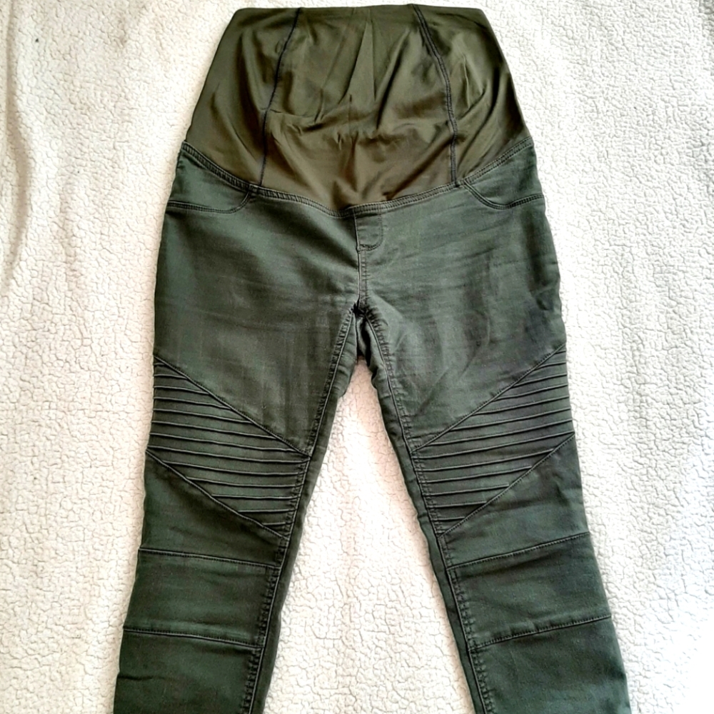 Isabel Maternity Olive Moto Jeggings Sz 8